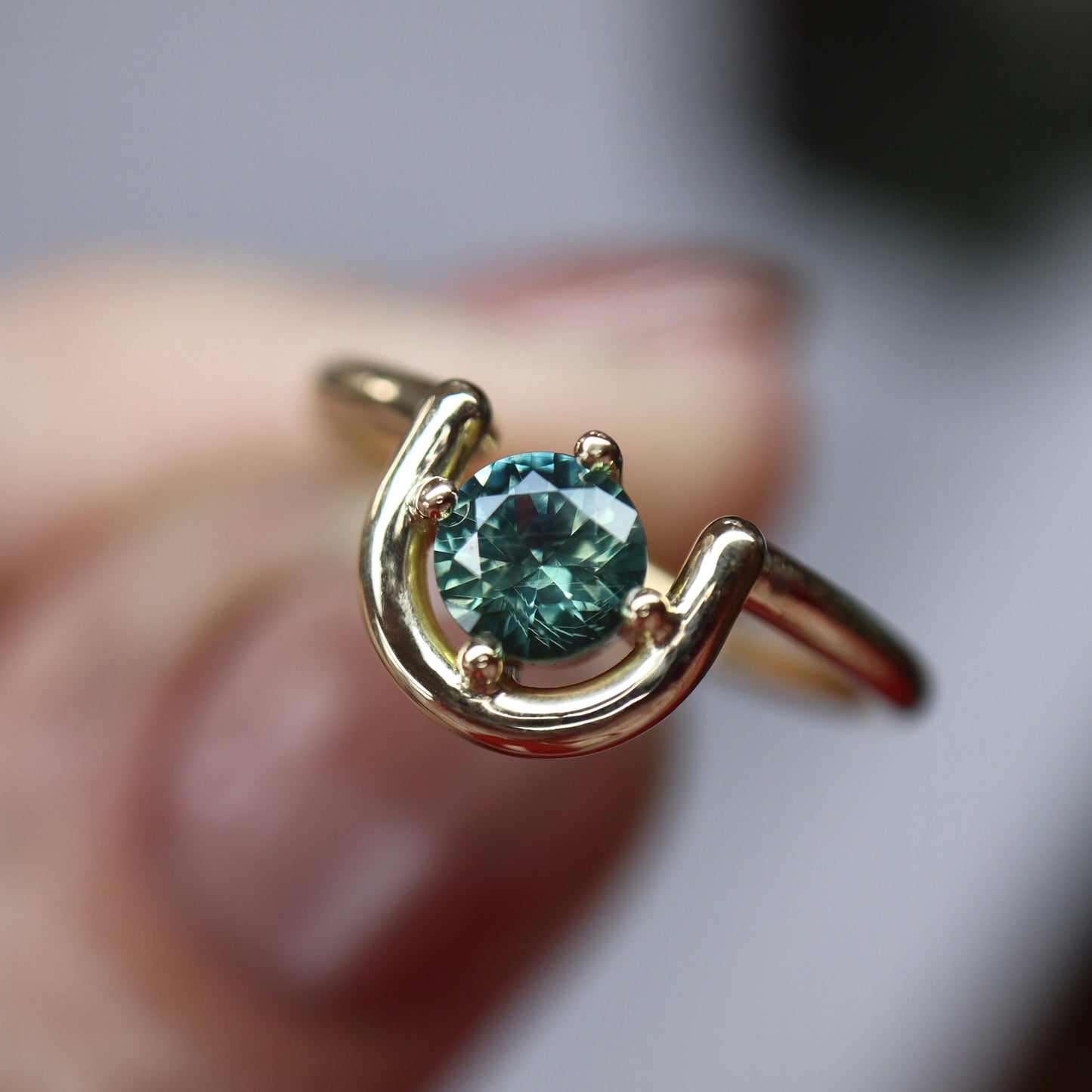 Lindy Ring • Blue/green Montana Sapphire •