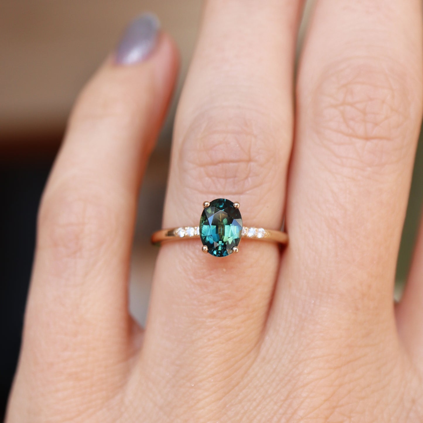 Arhea Ring • Teal Sapphire • 14K Yellow Gold