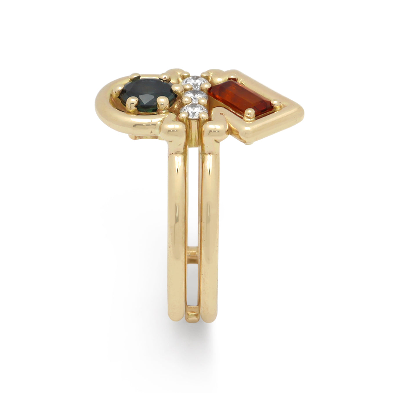 Leith Ring • Fire Citrine • Sapphire • Diamond • 14K Yellow Gold