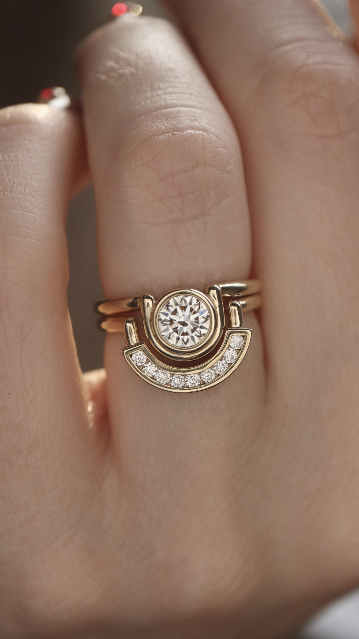 Tide Ring • White Diamond • Yellow Gold