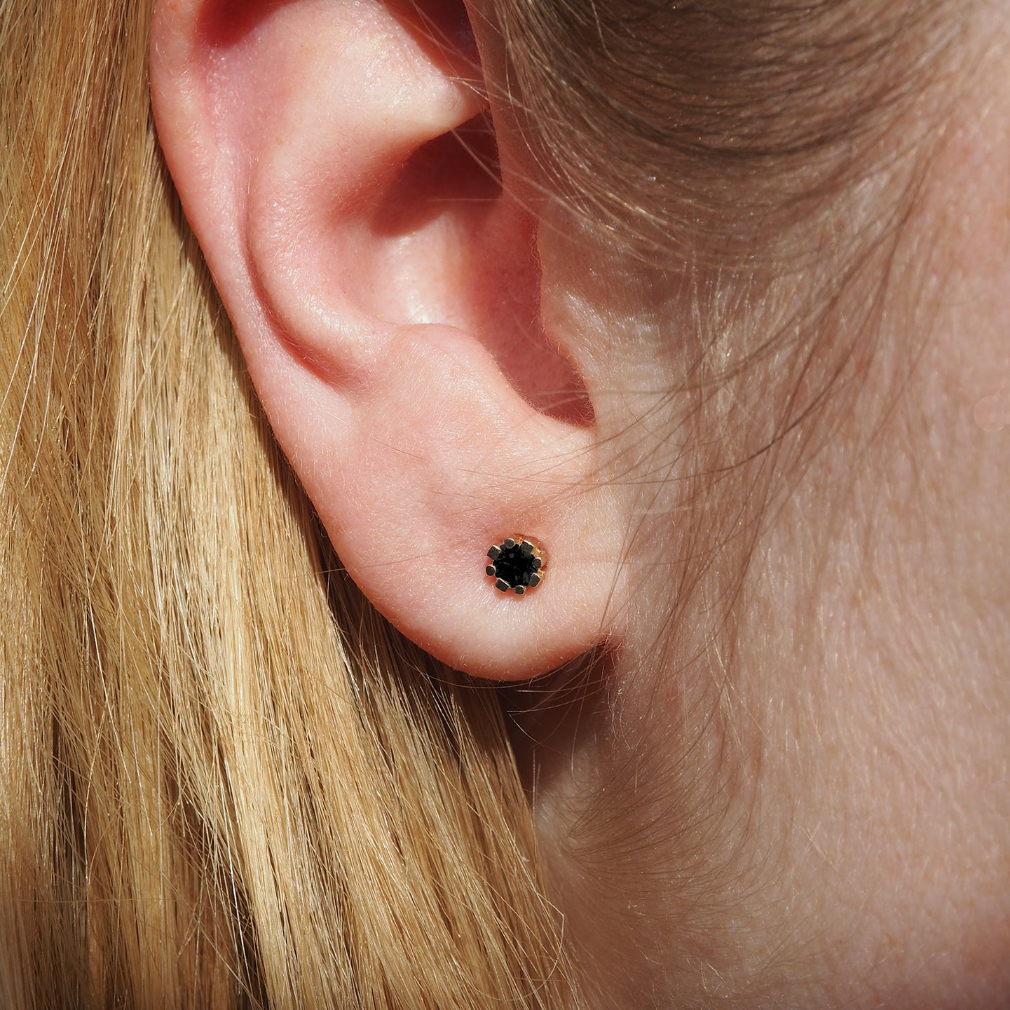 Anne Studs • Black Diamond • 14K Yellow Gold