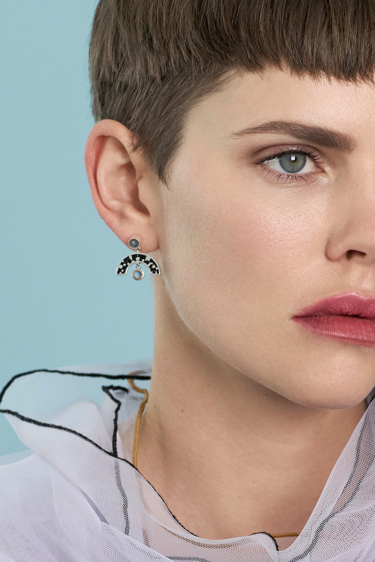 Sweet Baby James Earrings • Silver • Mosaic Inlay • Aqua