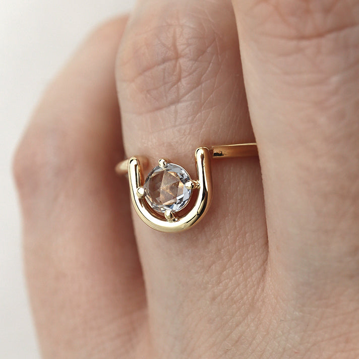 Modern Engagement Ring Sapphire Wedding Unheated Sapphire Blue Sapphire Ring Erica Leal Jewelry Engagement jewelry Wedding Jewellery Wedding Jewelry Handmade Ring Handmade Jewellery Handmade Jewelry Made in Vancouver Modern Wedding Band Erica Leal Jewellery Prong Setting Unique wedding ring