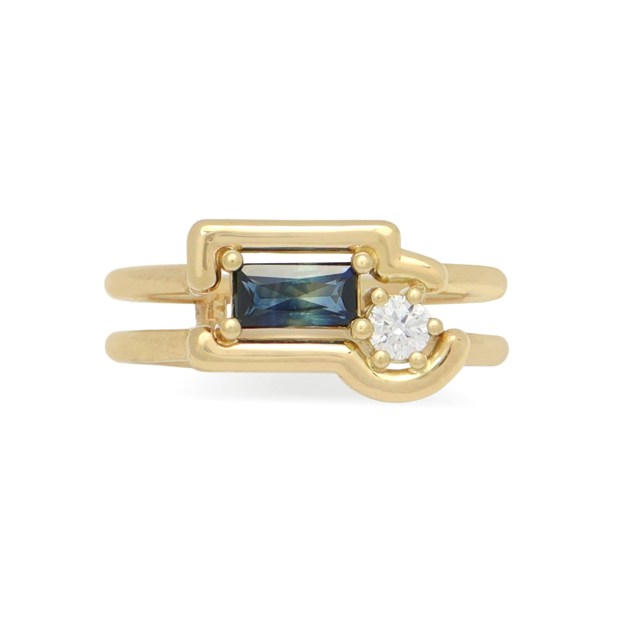 Moni Ring • Blue Sapphire and Diamond • Yellow Gold