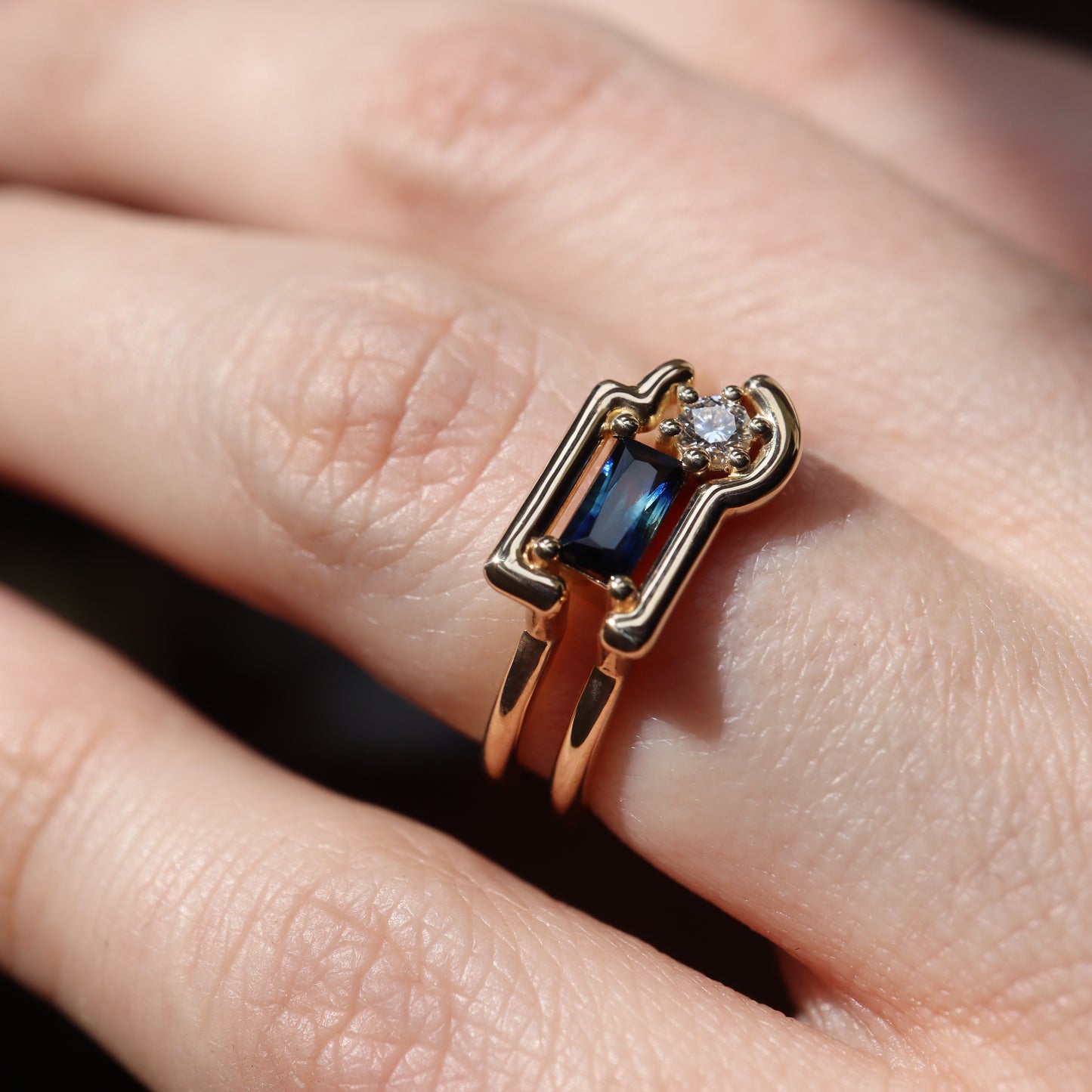 Moni Ring • Blue Sapphire and Diamond • Yellow Gold
