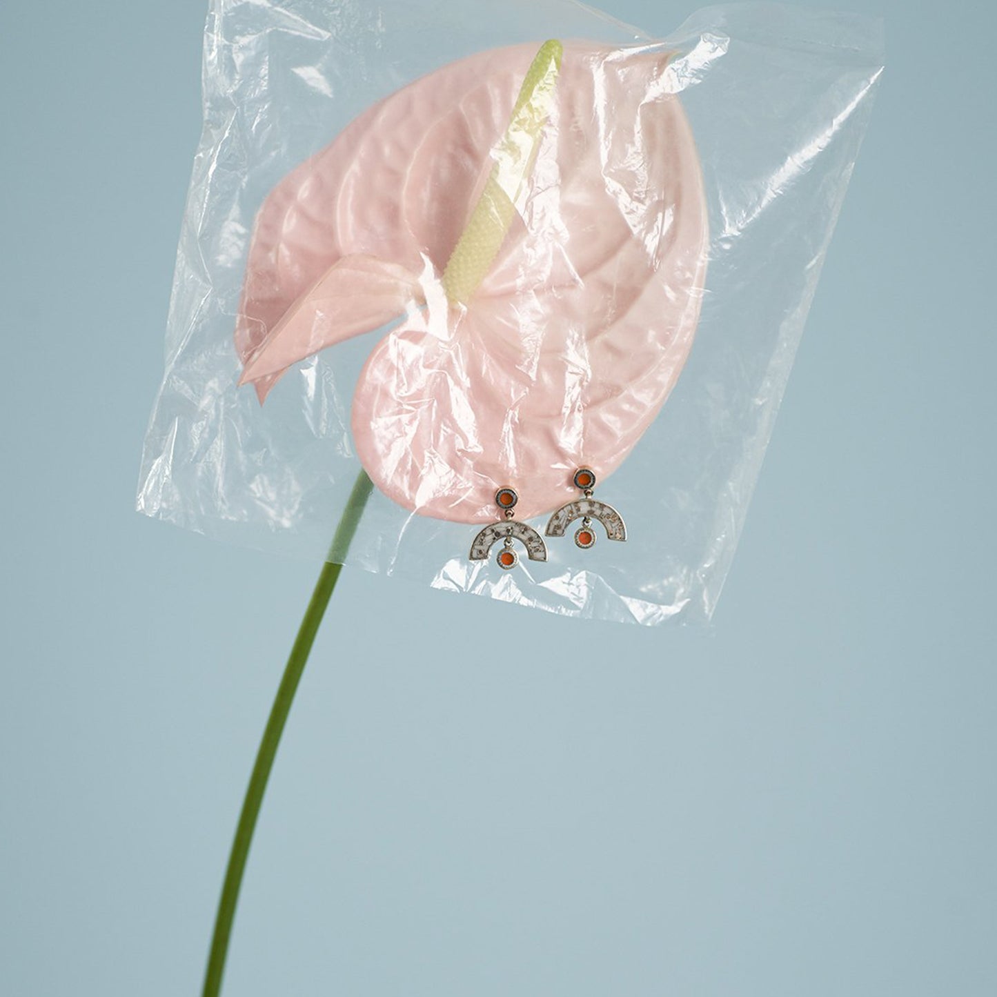 Sweet Baby James Earrings • Bronze • Mosaic Inlay • Cream/Peach