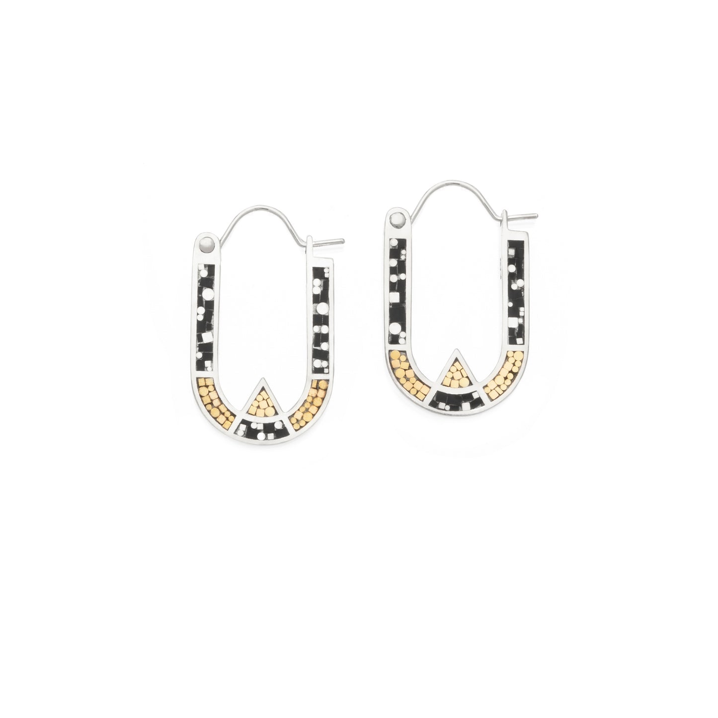 Wray Earrings • Silver • Black/Brass