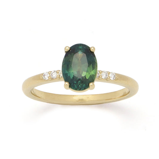 Arhea Ring • Teal Sapphire • 14K Yellow Gold