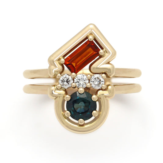 Leith Ring • Fire Citrine • Sapphire • Diamond • 14K Yellow Gold