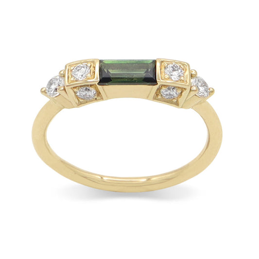 Lisa Ring • Teal Sapphire • Yellow Gold