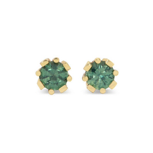 Sapphire studs earrings, Erica Leal Jewellery, Modern stud earrings, 14k yellow gold stud earring
