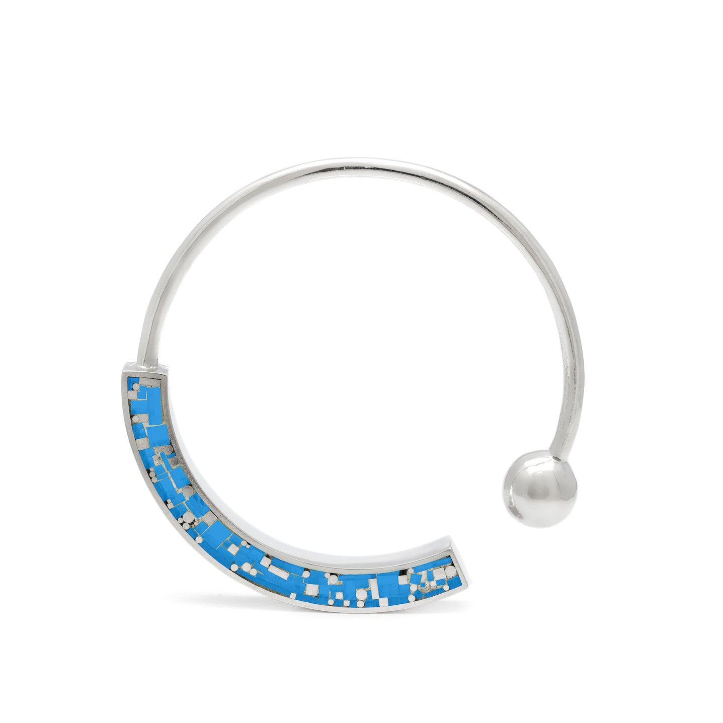  Bangle - Mosaic Inlay -  Silver/ Blue