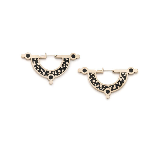 Daydream Earrings • Bronze • Mosaic Inlay • All Black