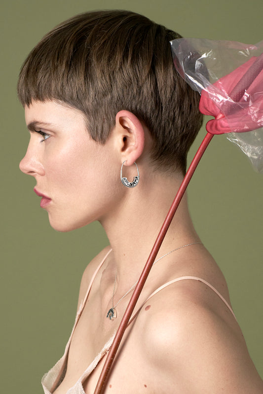 Frances Hoops • Silver • Mosaic Inlay • Black