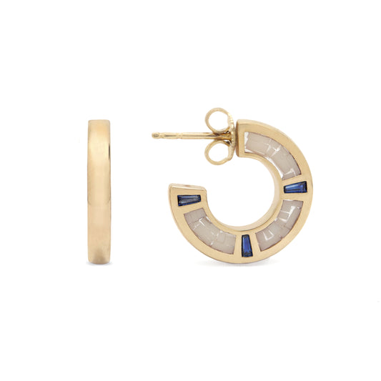 Erica Leal Jewellery Erica Leal Jewelry Gold Hoop Earrings Modern jewellery handmade jewellery handmade jewelry Sapphire hoop earrings Modern jewellery design Modern Canadian Jewellery Designer Jewelry Designer