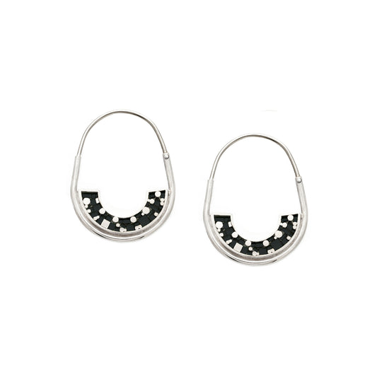 Frances Hoops • Silver • Mosaic Inlay • Black