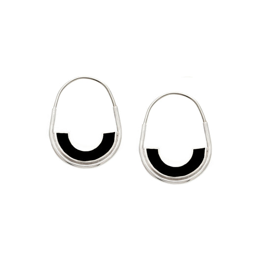 Frances Hoops • Silver • Solid Inlay • Black