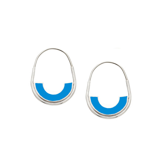 Frances Hoops • Silver • Mosaic Inlay • Blue