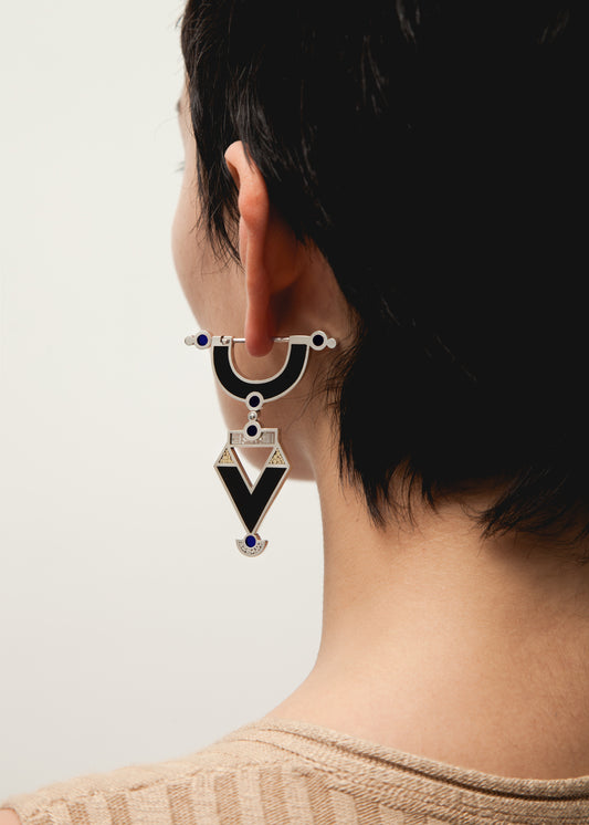 Golden Age Earrings • Silver • Solid Inlay • Black
