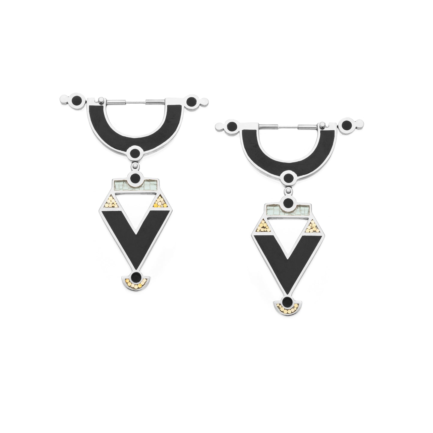 Golden Age Earrings • Silver • Solid Inlay • Black