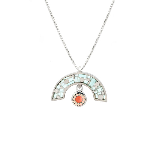 James Necklace • Silver • Mosaic Inlay • Aqua