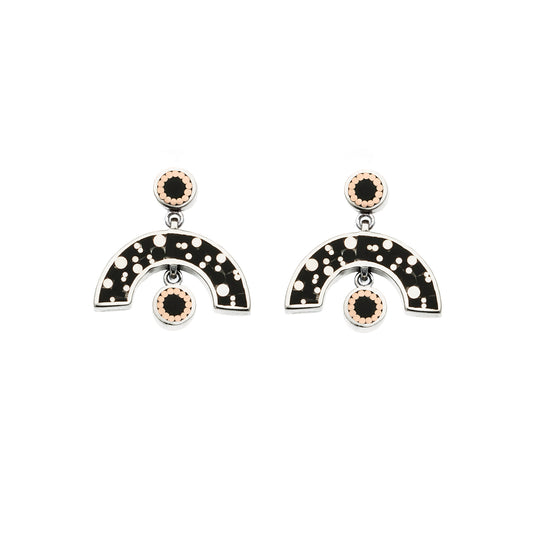 Sweet Baby James Earrings • Silver • Mosaic Inlay • Black