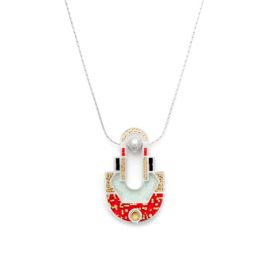 To Perfection Necklace • Mosaic Inlay • Aqua/Red
