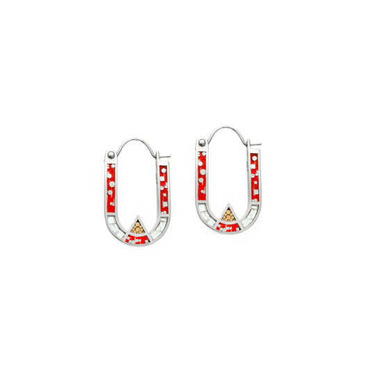 Wray Earrings • Silver • Red/Aqua