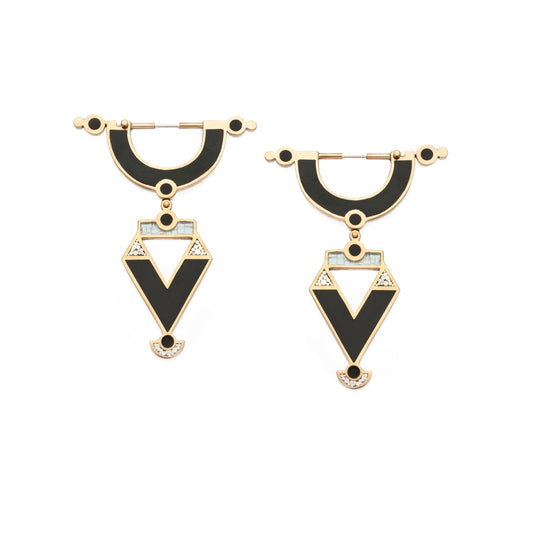 Golden Age Earrings • Bronze • Solid Inlay • All Black